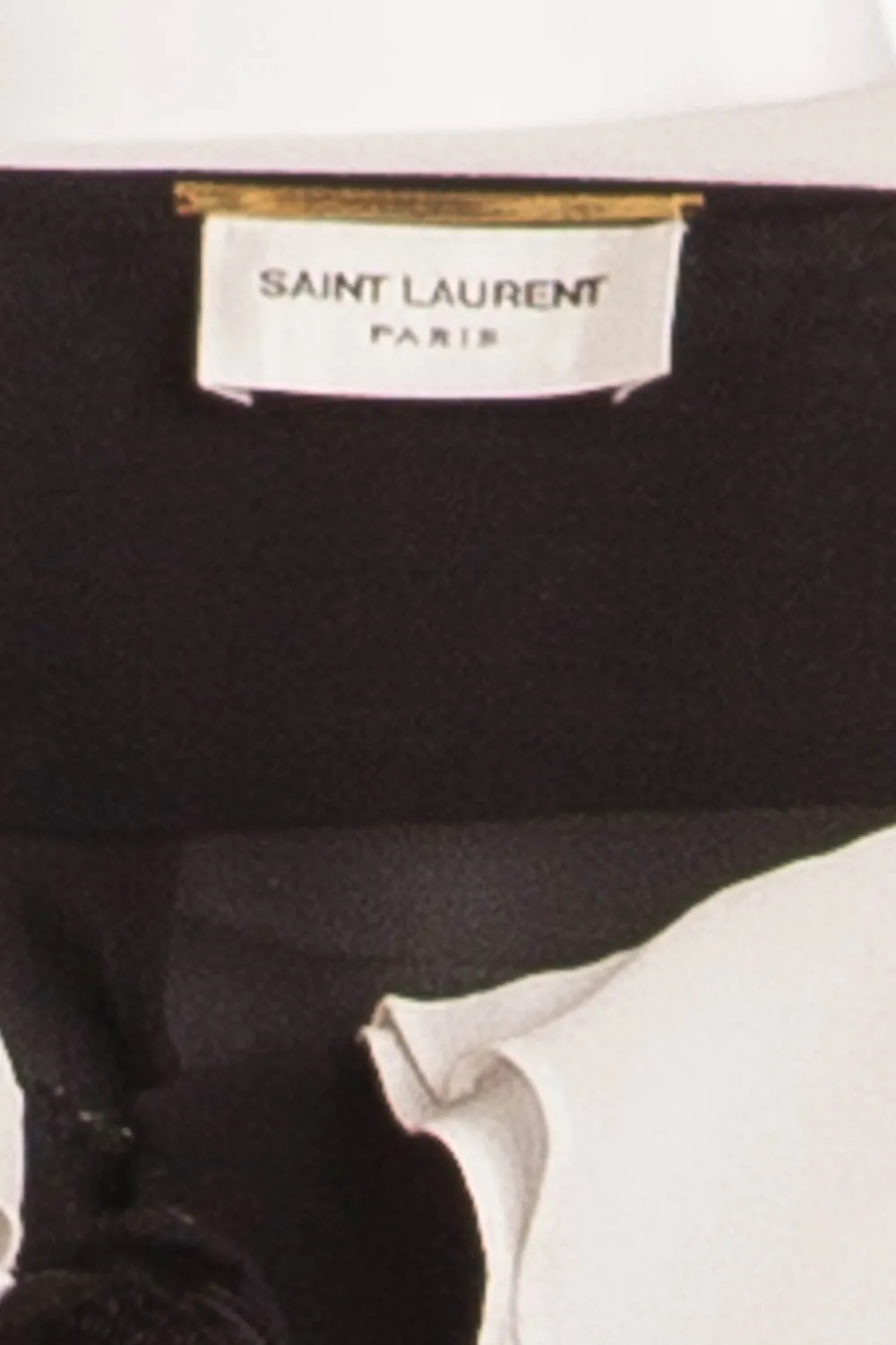 Saint Laurent - White Long Sleeve Chiffon Button Up White Collar with Sequin Bow - FR 40