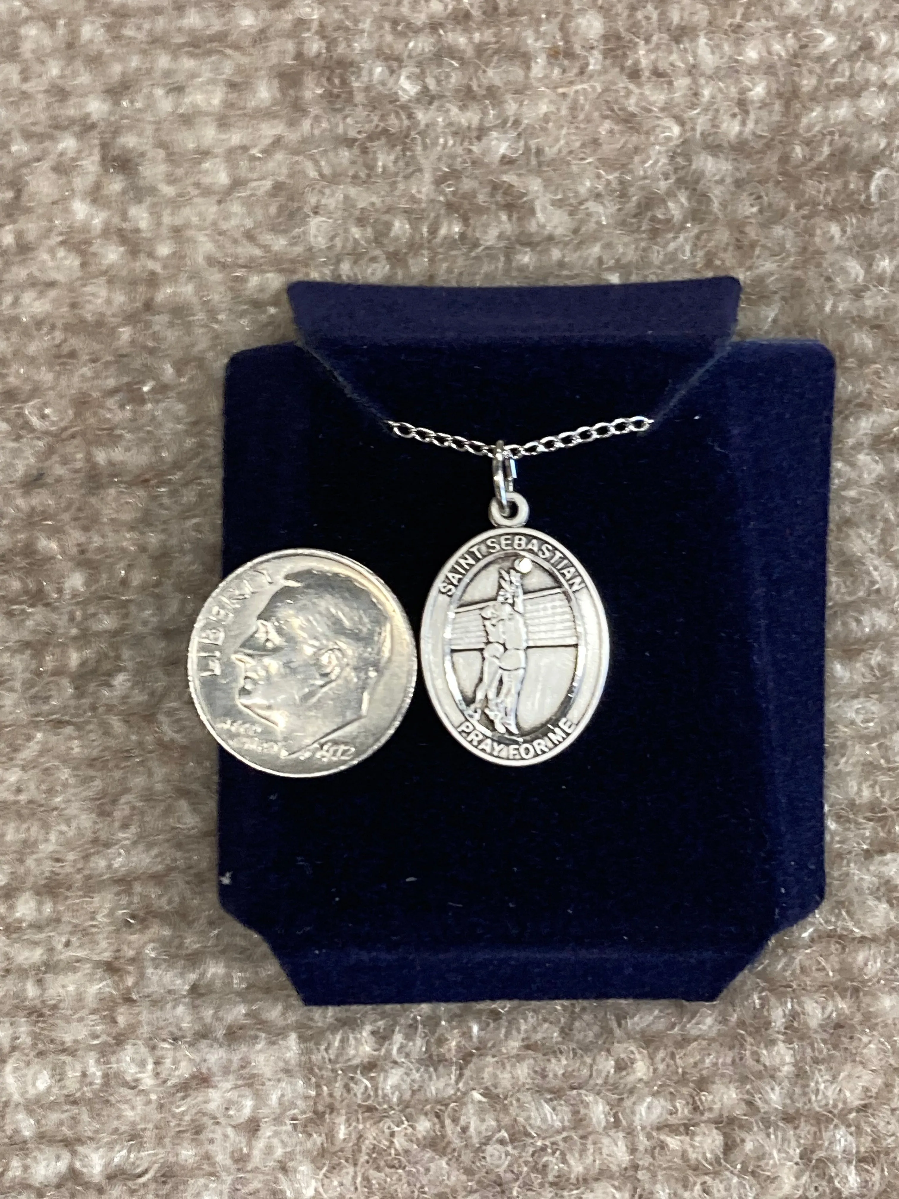 Saint Sebastian Volleyball Silver Pendant With Chain