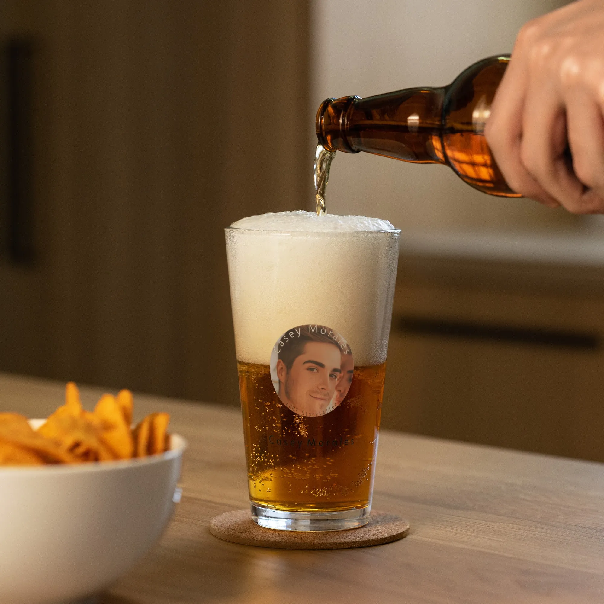 Shaker pint glass: Casey Morales Brand