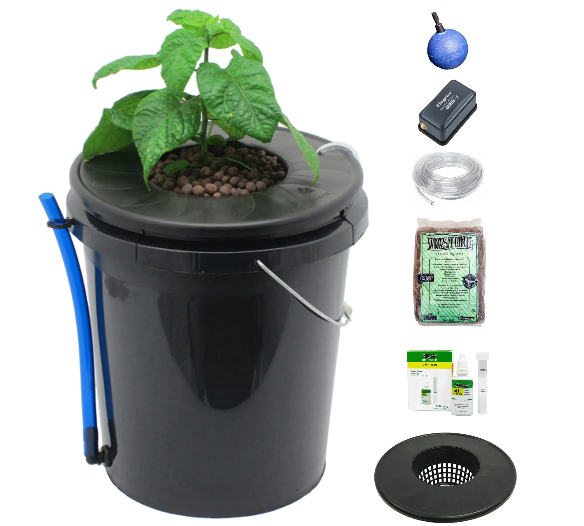 Viagrow Hydroponic Bucket, 1-Site, Black