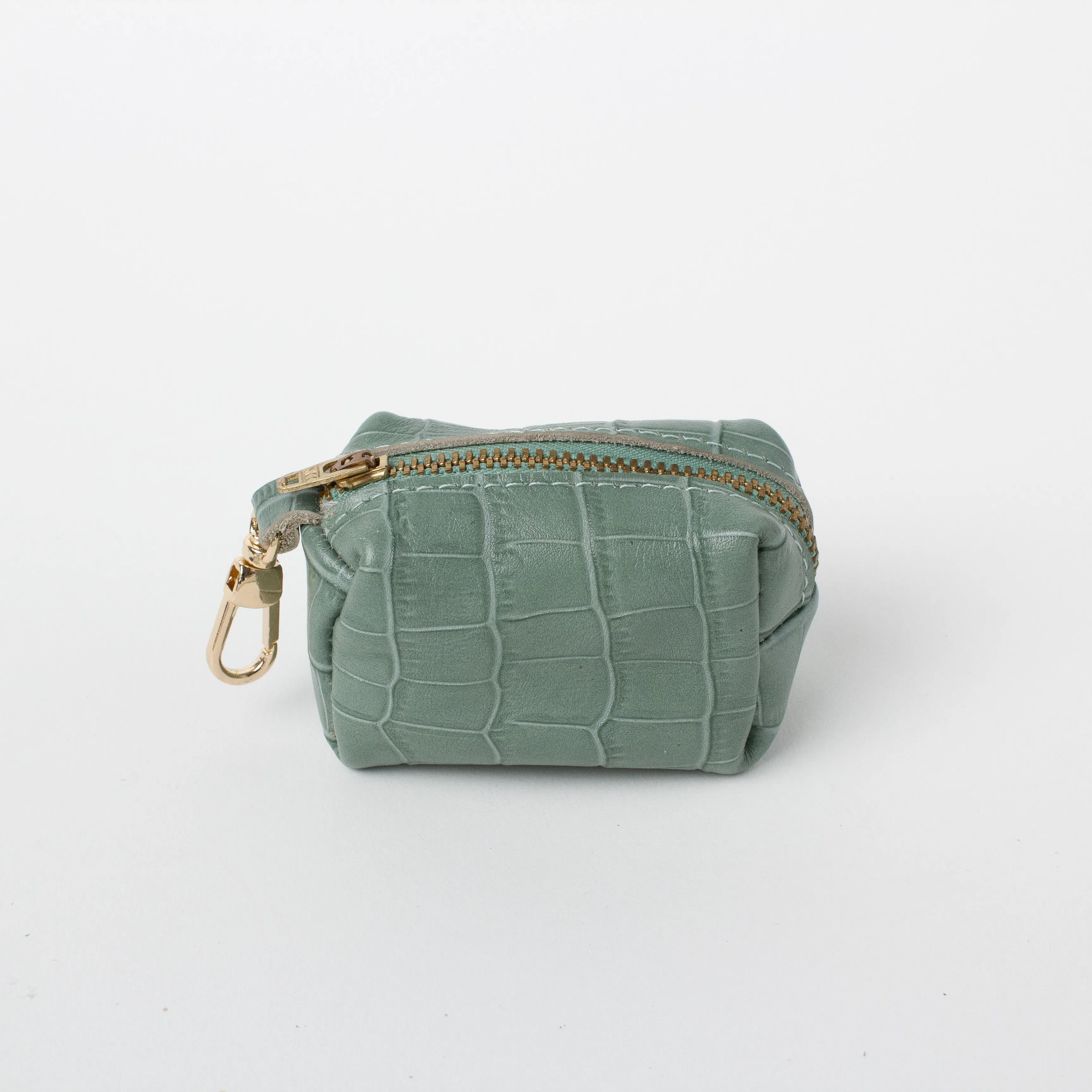 Willow Walks leather poo bag with croc effect in sage green