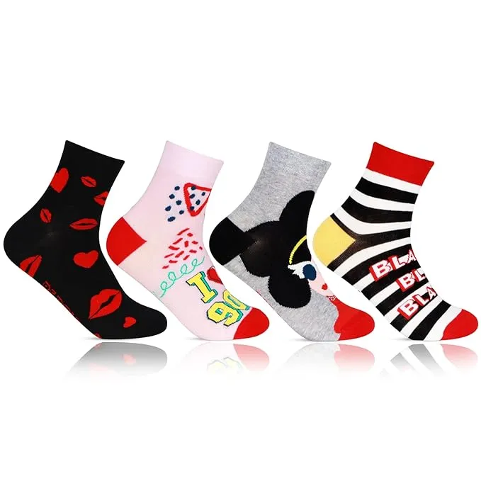 Women's Bold Fun-Print Cotton Socks - Pack Of 4