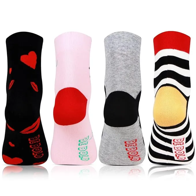 Women's Bold Fun-Print Cotton Socks - Pack Of 4