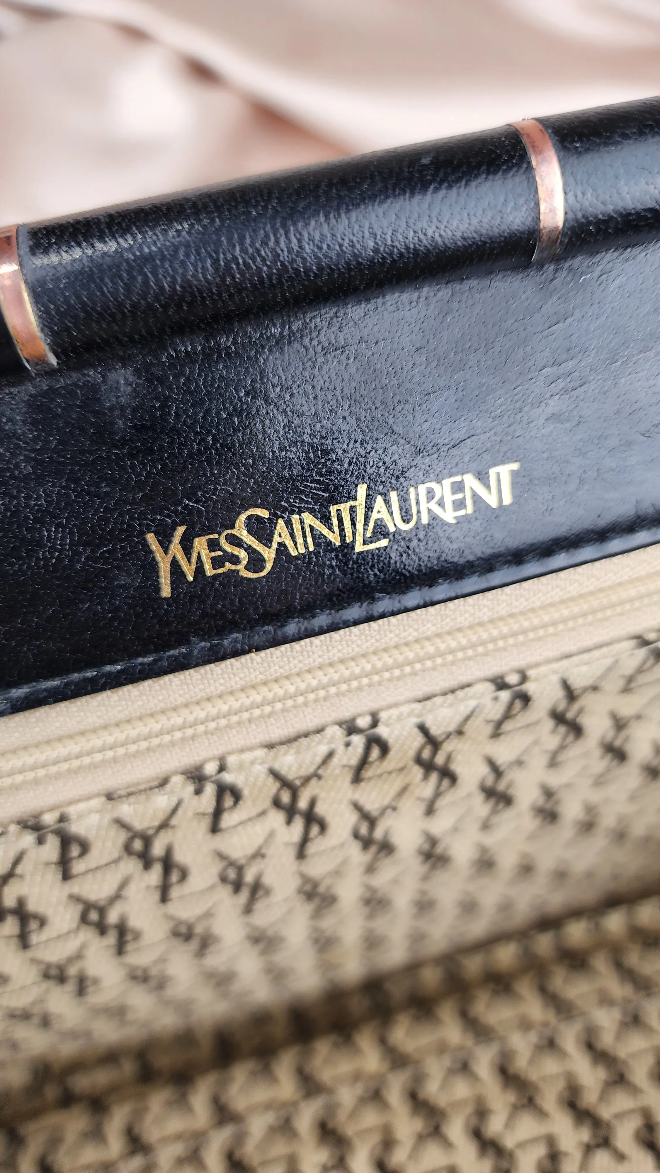 YSL Vintage Leather V Stitch Clutch