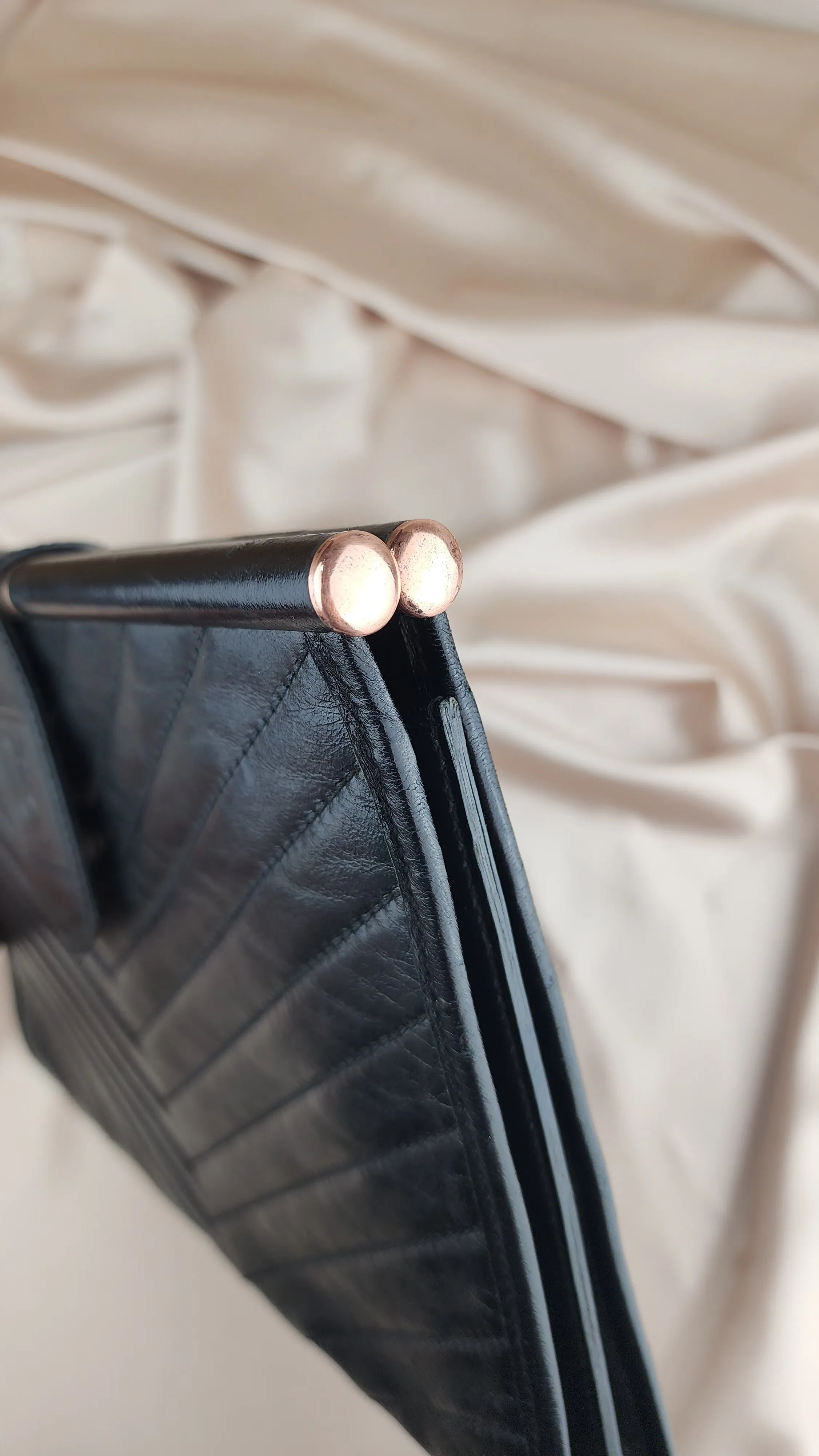 YSL Vintage Leather V Stitch Clutch