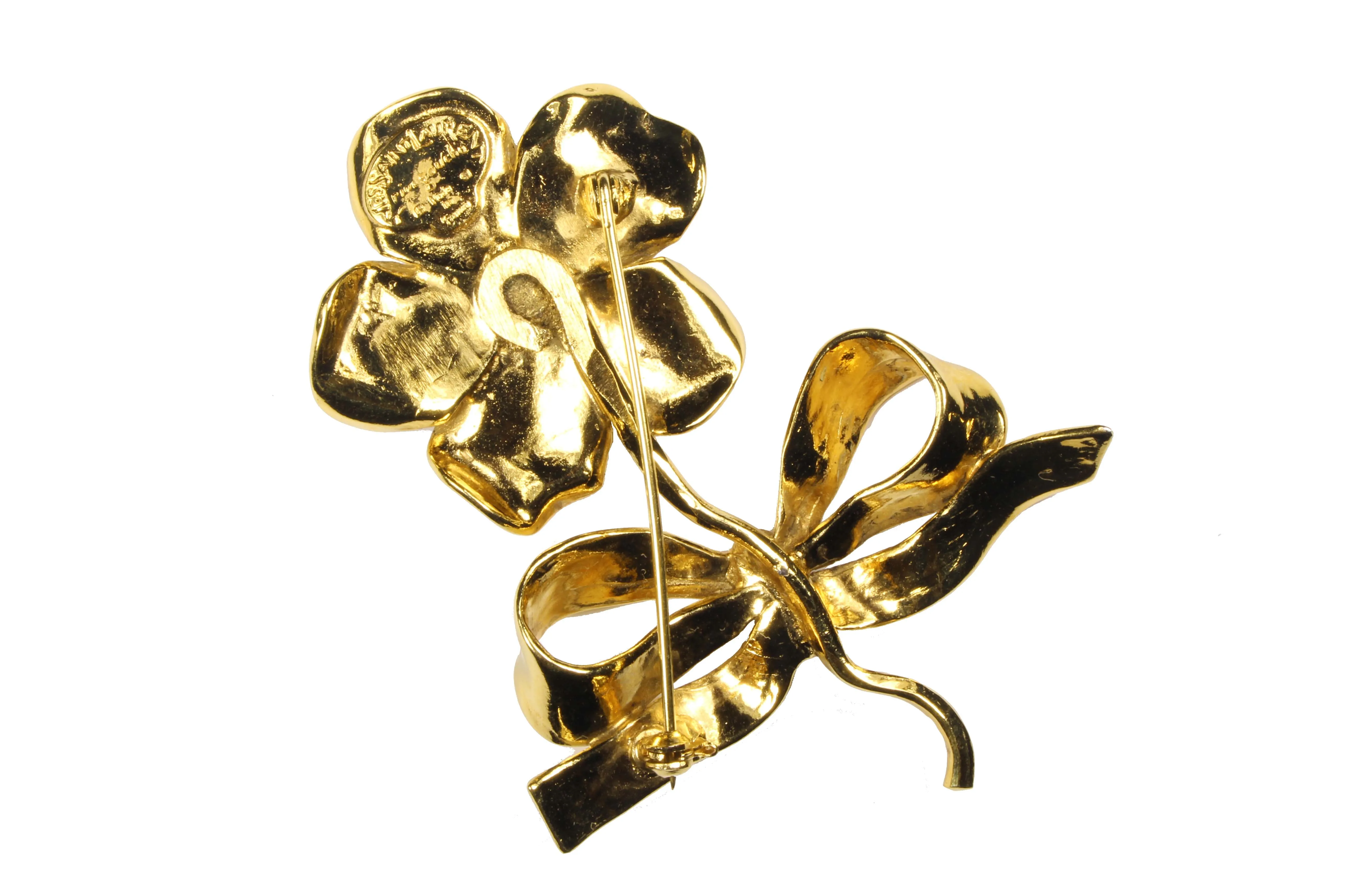 YVES SAINT LAURENT large flower brooch