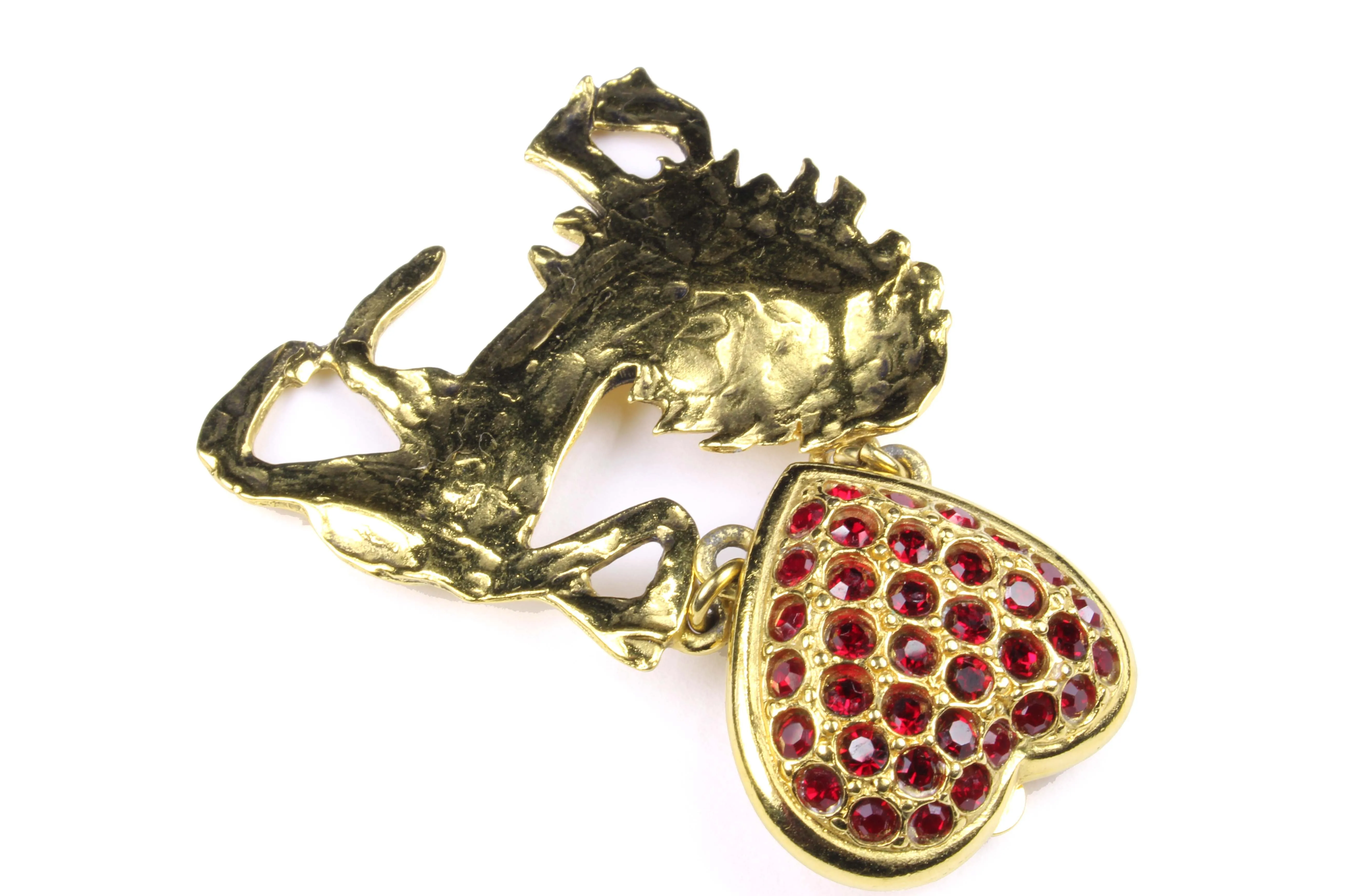 YVES SAINT LAURENT lion red heart earrings