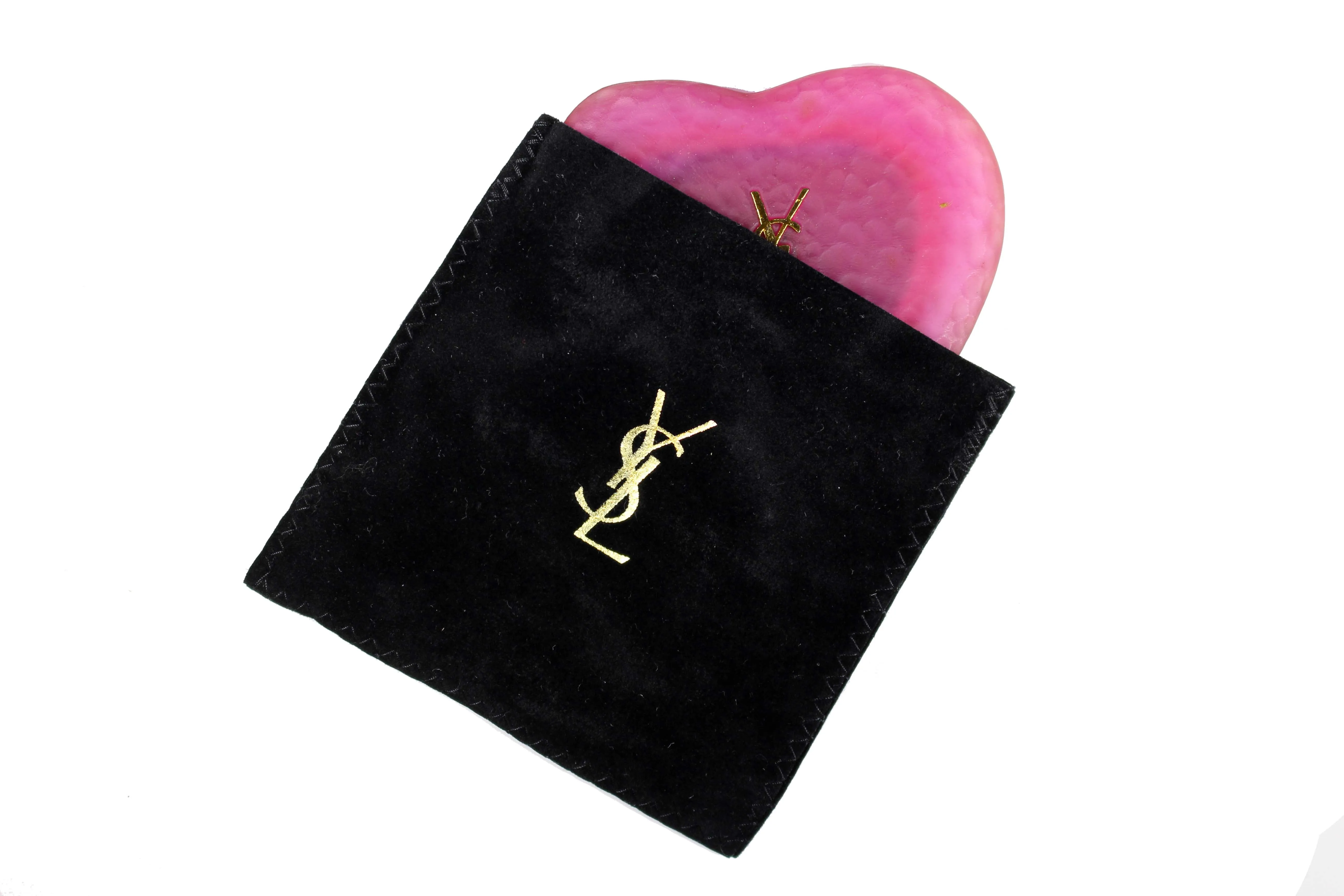 Pink Yves Saint Laurent Heart-Shaped Pocket Mirror