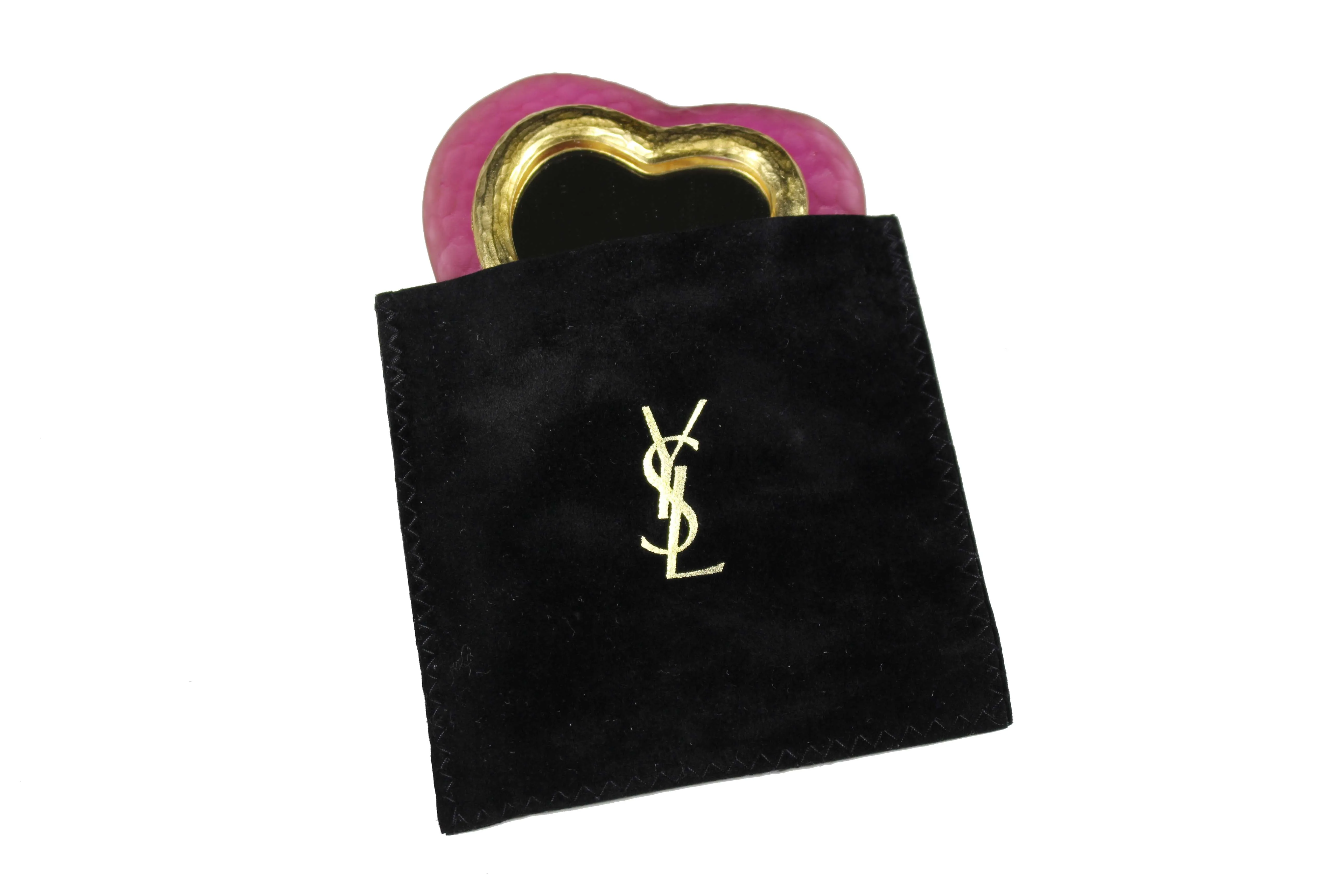 Pink Yves Saint Laurent Heart-Shaped Pocket Mirror