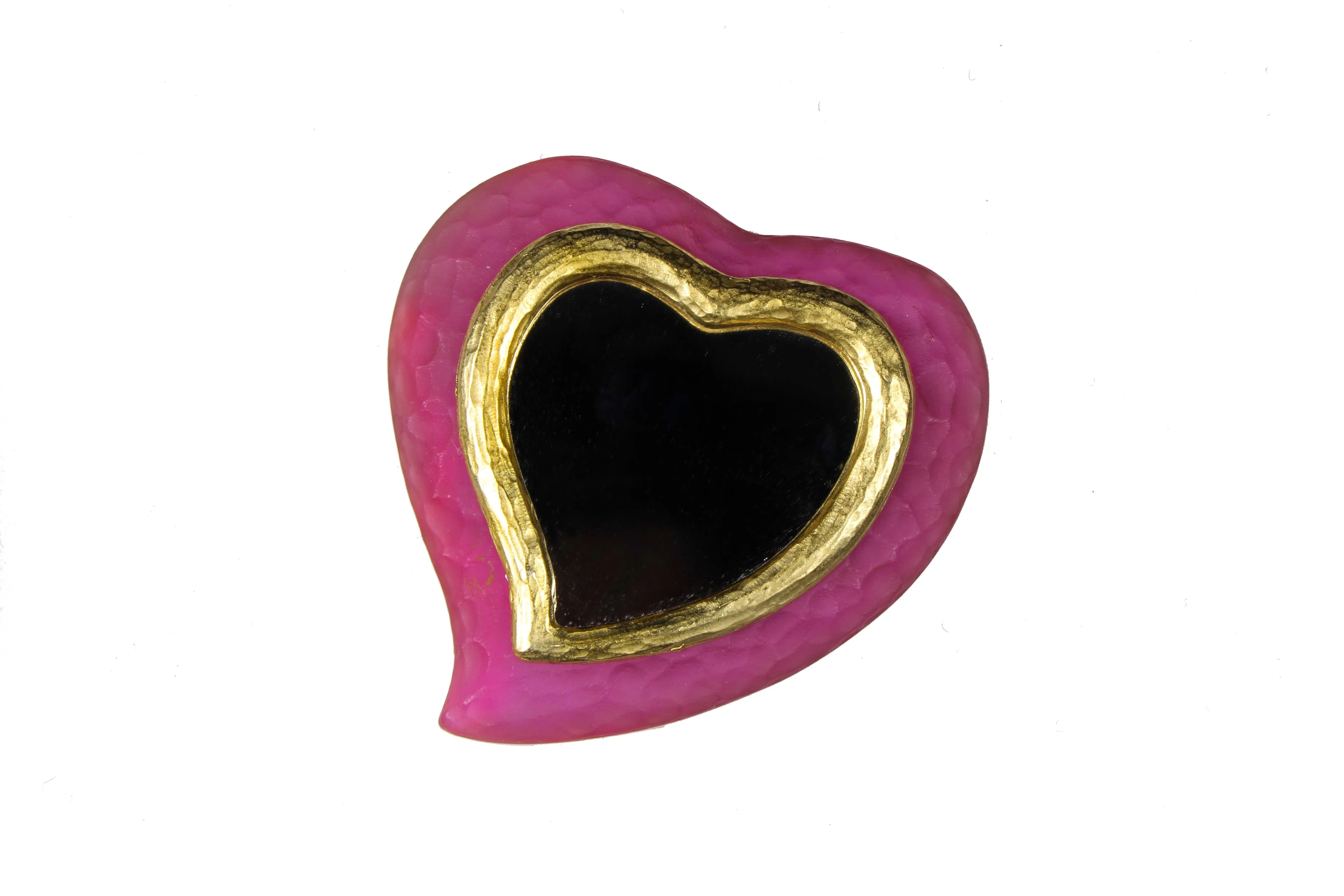 Pink Yves Saint Laurent Heart-Shaped Pocket Mirror