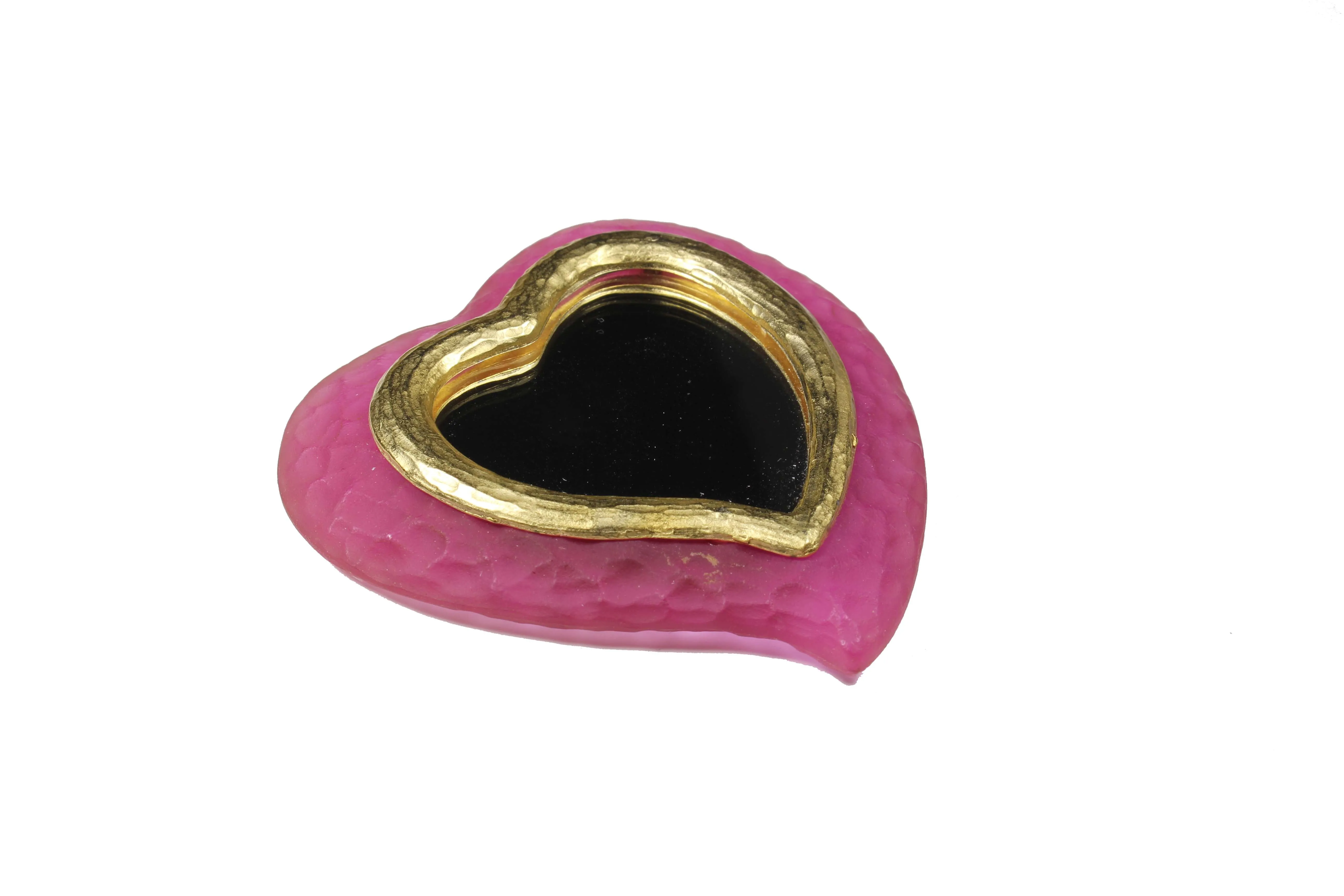 Pink Yves Saint Laurent Heart-Shaped Pocket Mirror