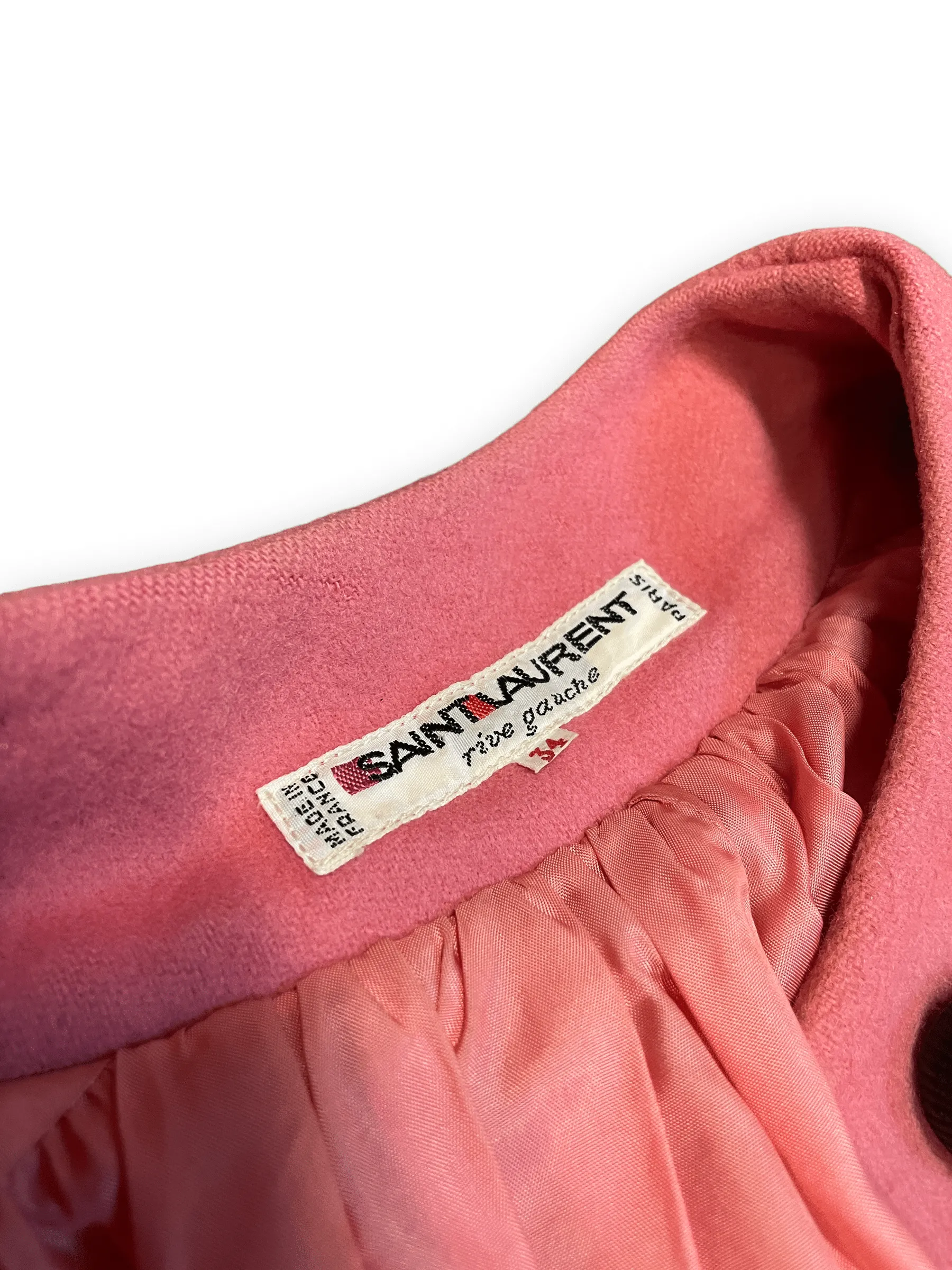 Yves Saint Laurent "Rive Gauche" Vintage Deisgner Bubblegum Pink Wool Party Coat Size M