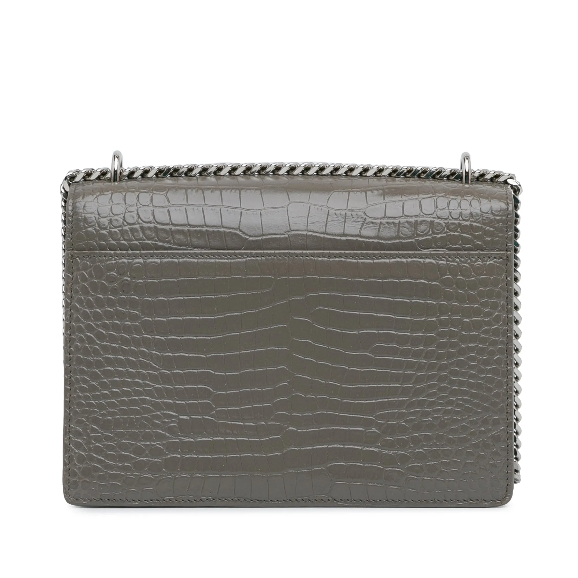 Yves Saint Laurent Sunset Medium Grey Croco Embossed Leather