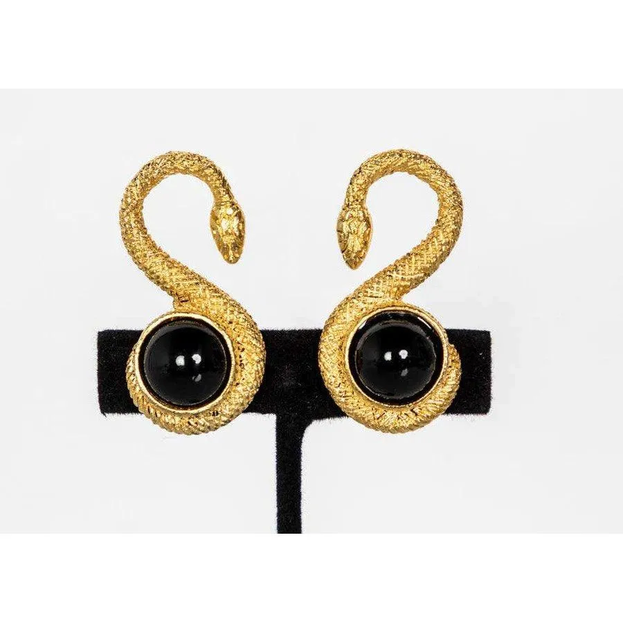 YVES SAINT LAURENT Vintage Gold Marrakech Serpent Earrings