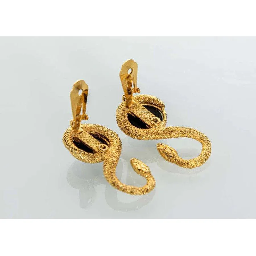 YVES SAINT LAURENT Vintage Gold Marrakech Serpent Earrings