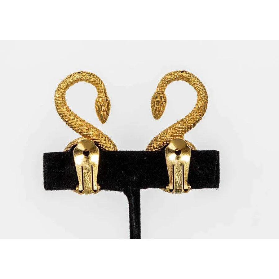 YVES SAINT LAURENT Vintage Gold Marrakech Serpent Earrings