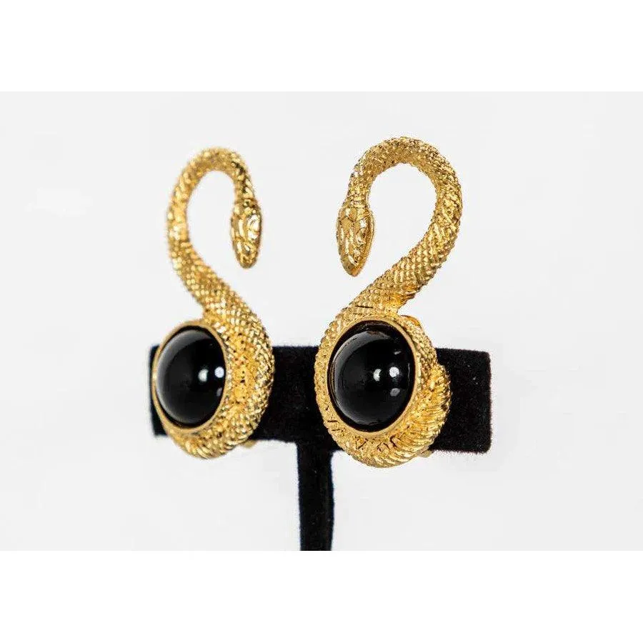 YVES SAINT LAURENT Vintage Gold Marrakech Serpent Earrings